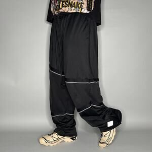 Vintage Y2K Lebron Nike Sweatpants Mens 2XL Baggy Wide Leg Jet Black White Logo